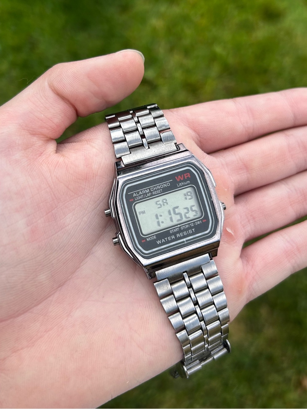 Retro Digital Stainless Steel Watch - Silver